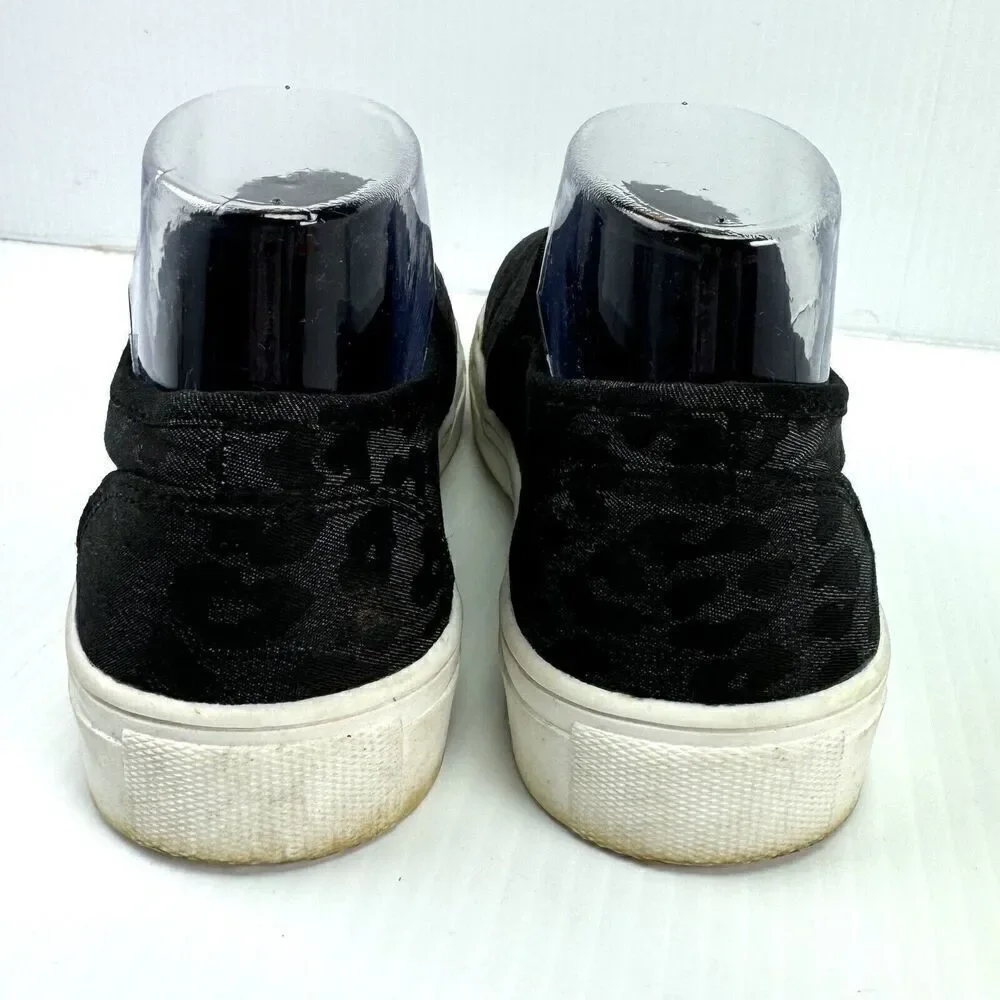 Black Leopard Slip On Sneakers Women’s 7 Casual Canvas Shoes Magellan